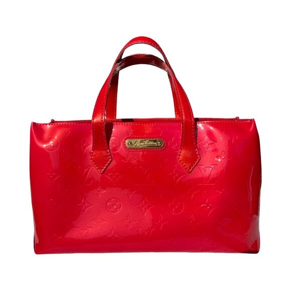 Louis Vuitton Wilshire PM Vernis Rose Pop Patent Tote Red Pink Monogram Bag Box - Picture 1 of 16